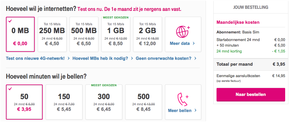 Wijden Verdienen sneeuw Goedkoopste sim only T-mobile | Slechts €4 euro P/Maand